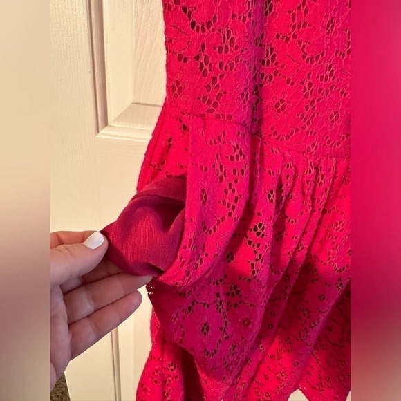 ANTHROPOLOGIE Deletta Med Fuscia Lace Embroidery Lined Sleeveless Eyelet Dress - Picture 5 of 14